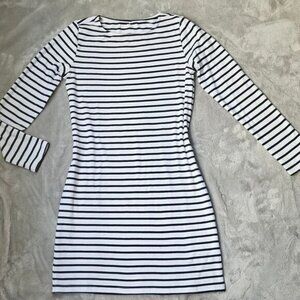 Striped Long Sleeve Bodycon Dress | 100% Cotton | Size S